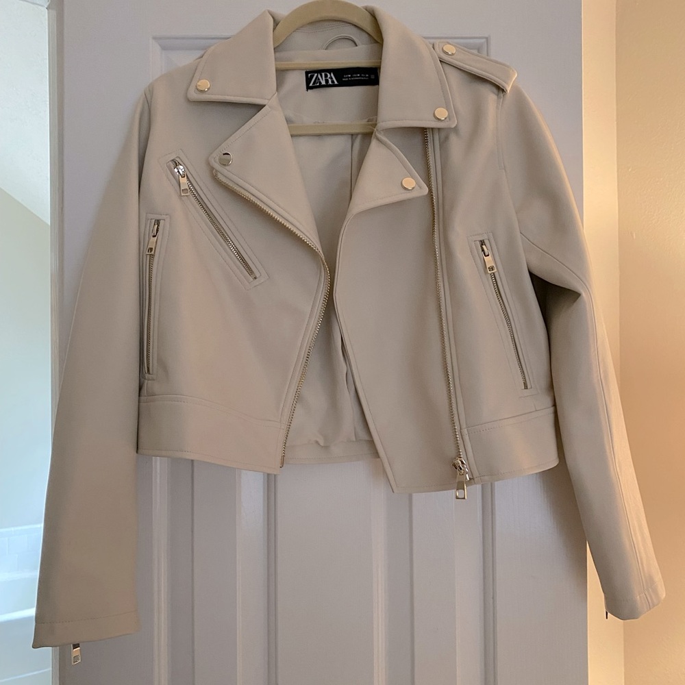 Zara Leather Cropped Jacket